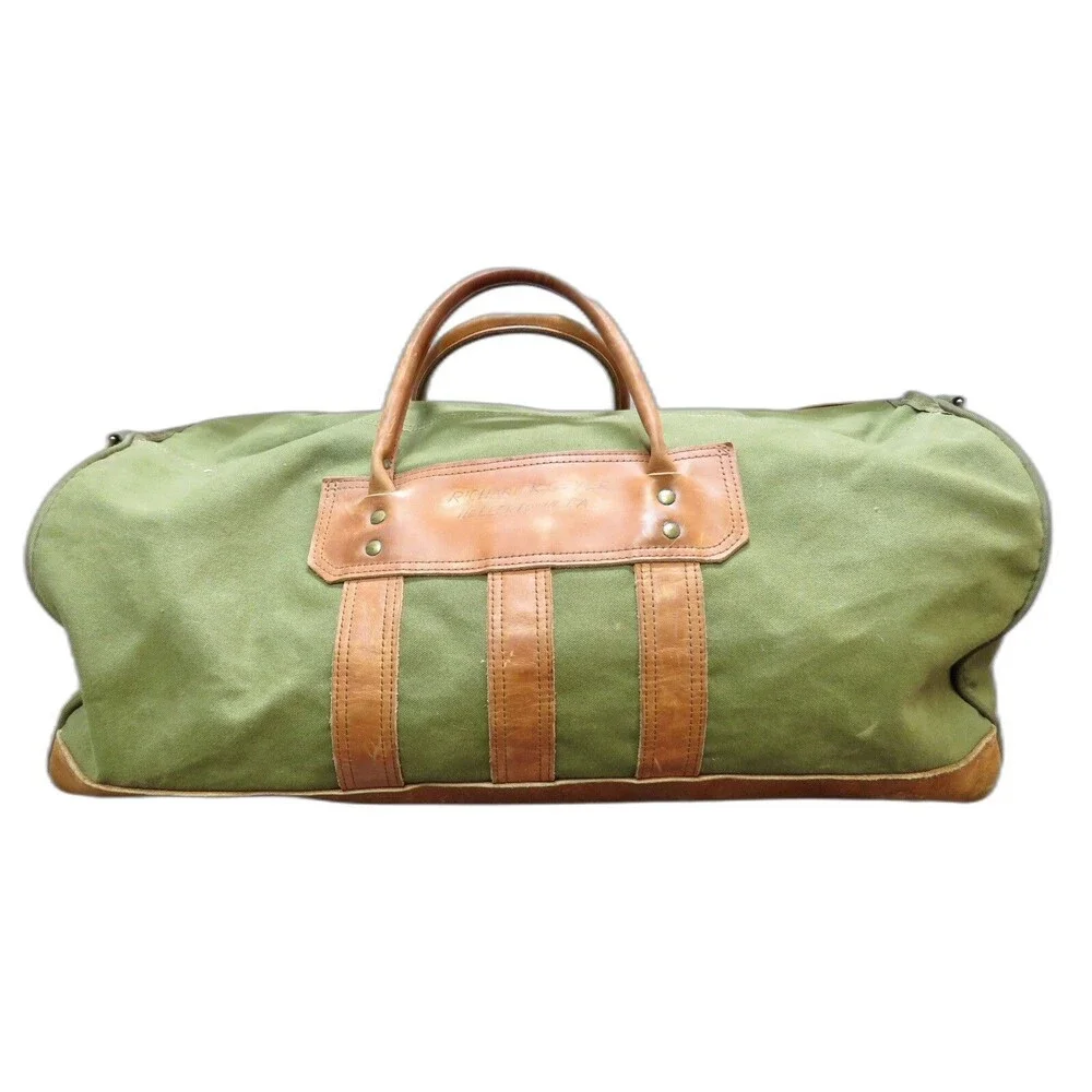 Vintage Orvis Canvas Leather Duffle Bag NO LABEL